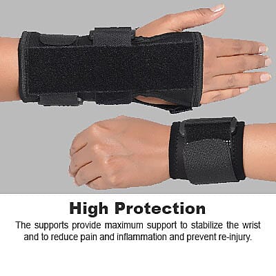 Black Wrist Support and Forearm Magnetic Splint