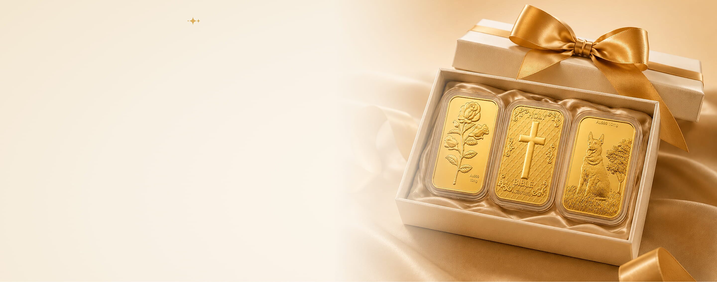 Gift box holding three 24K gold collectible bars