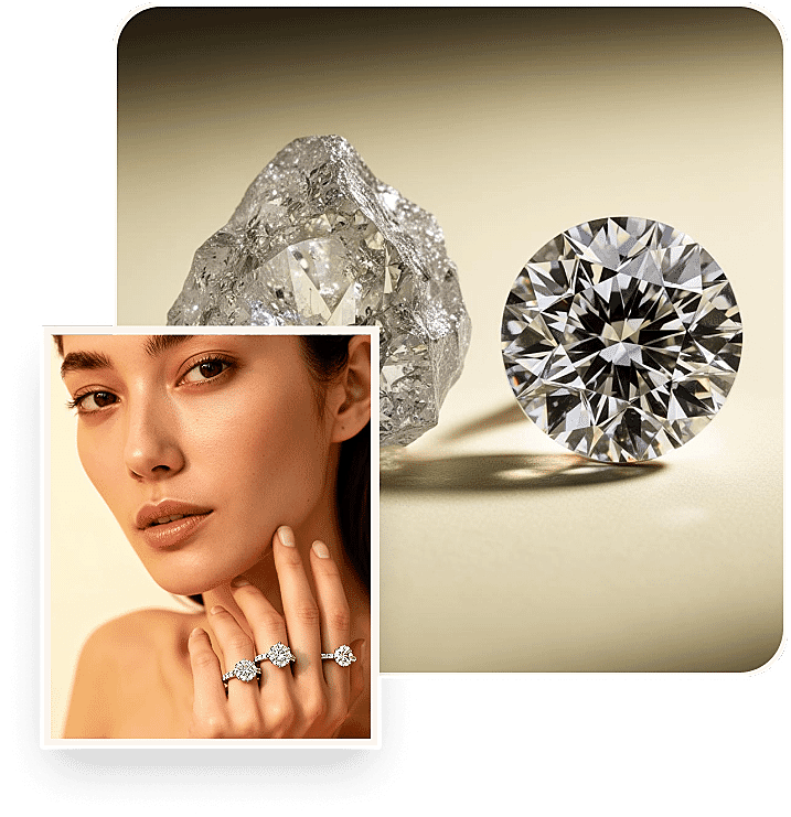 Lab grown diamond close up