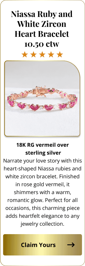 Niassa Ruby (FF) & White Zircon 11.70 ctw Heart Bracelet
