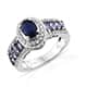 Blue spinel broad band ring in sterling silver.