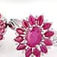 John Saul ruby set of two floral rings in sterling silver.