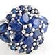 Kanchanaburi blue sapphire floral cluster ring for women.