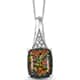 Lab created black ridge opal pendant with chain.