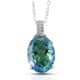 Find elegant peacock quartz pendant with chain.