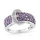 Purple sapphire buckle ring in sterling silver for women.