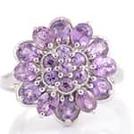 Madagascar purple sapphire floral ring in sterling silver for women.