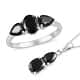 Shungite jewelry set in sterling silver for women.