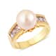 South Sea pearl ring in yellow gold finish.
