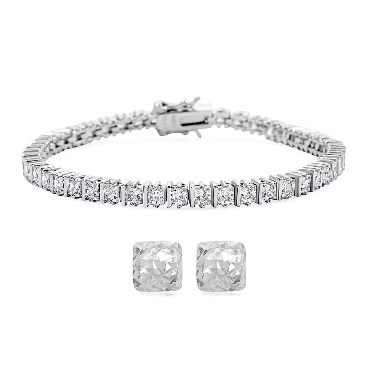 Princess Cut Bracelet and Stud