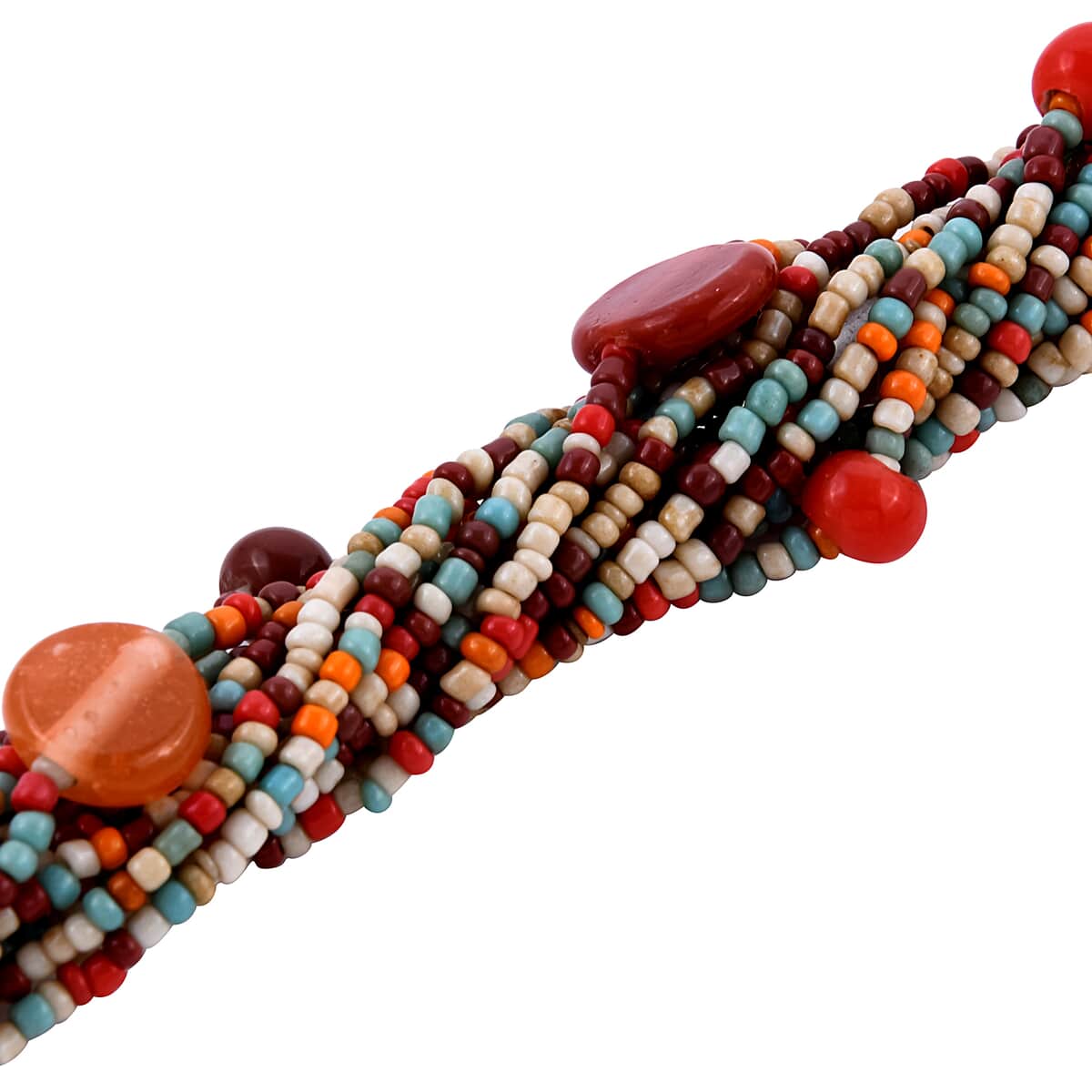 Multi Color Glass Seed Bead Necklace and Bracelet image number 5