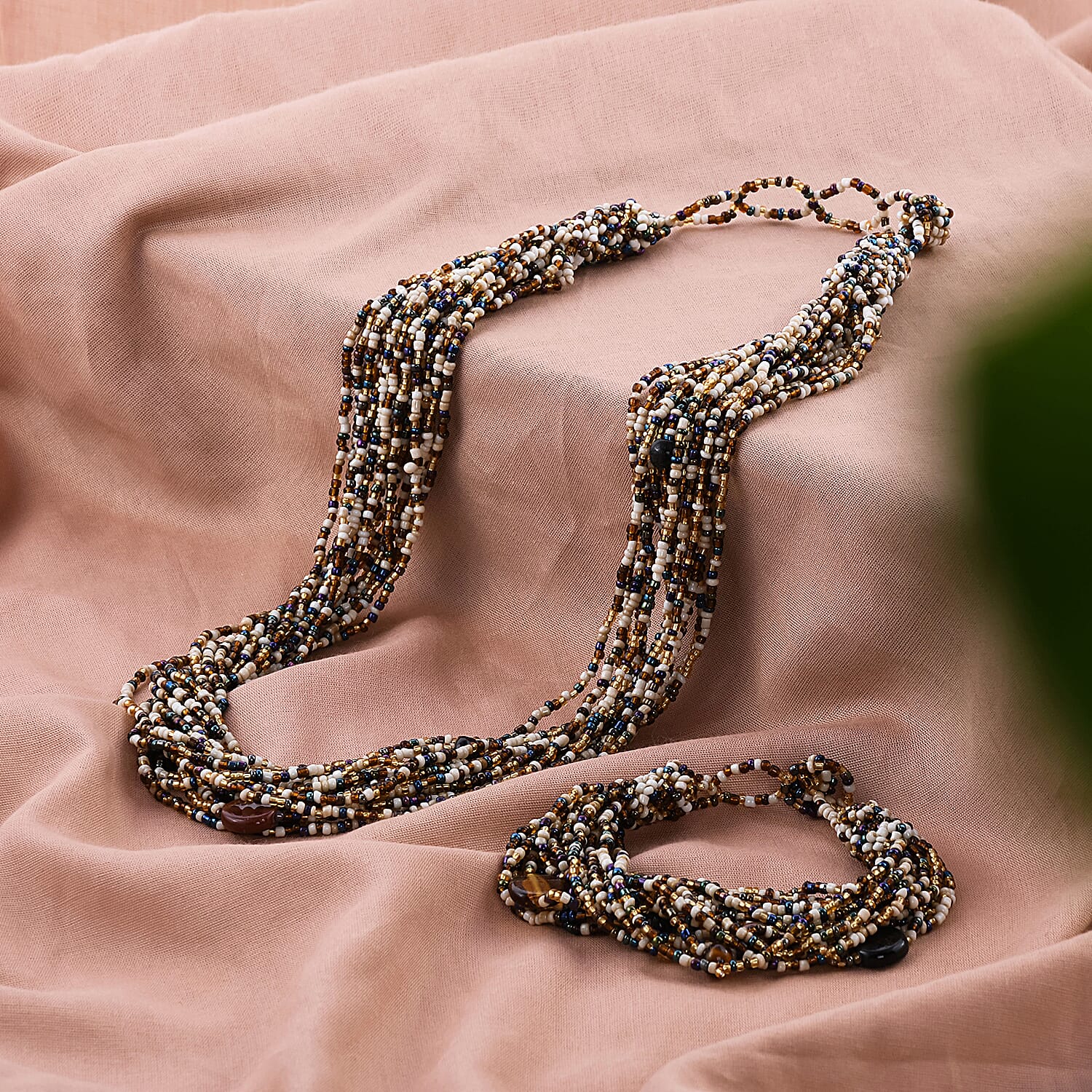 Champagne & Ivory Seed Bead Glass