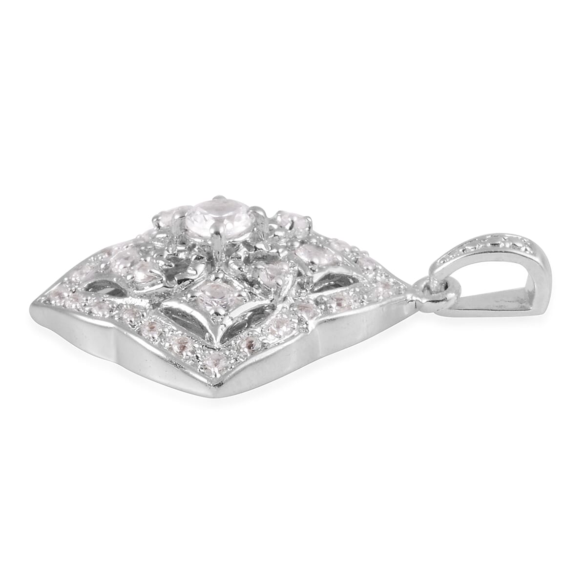 Created White Sapphire Sterling Silver Pendant without Chain TGW 1.25 Cts. TGW 1.25 Cts.