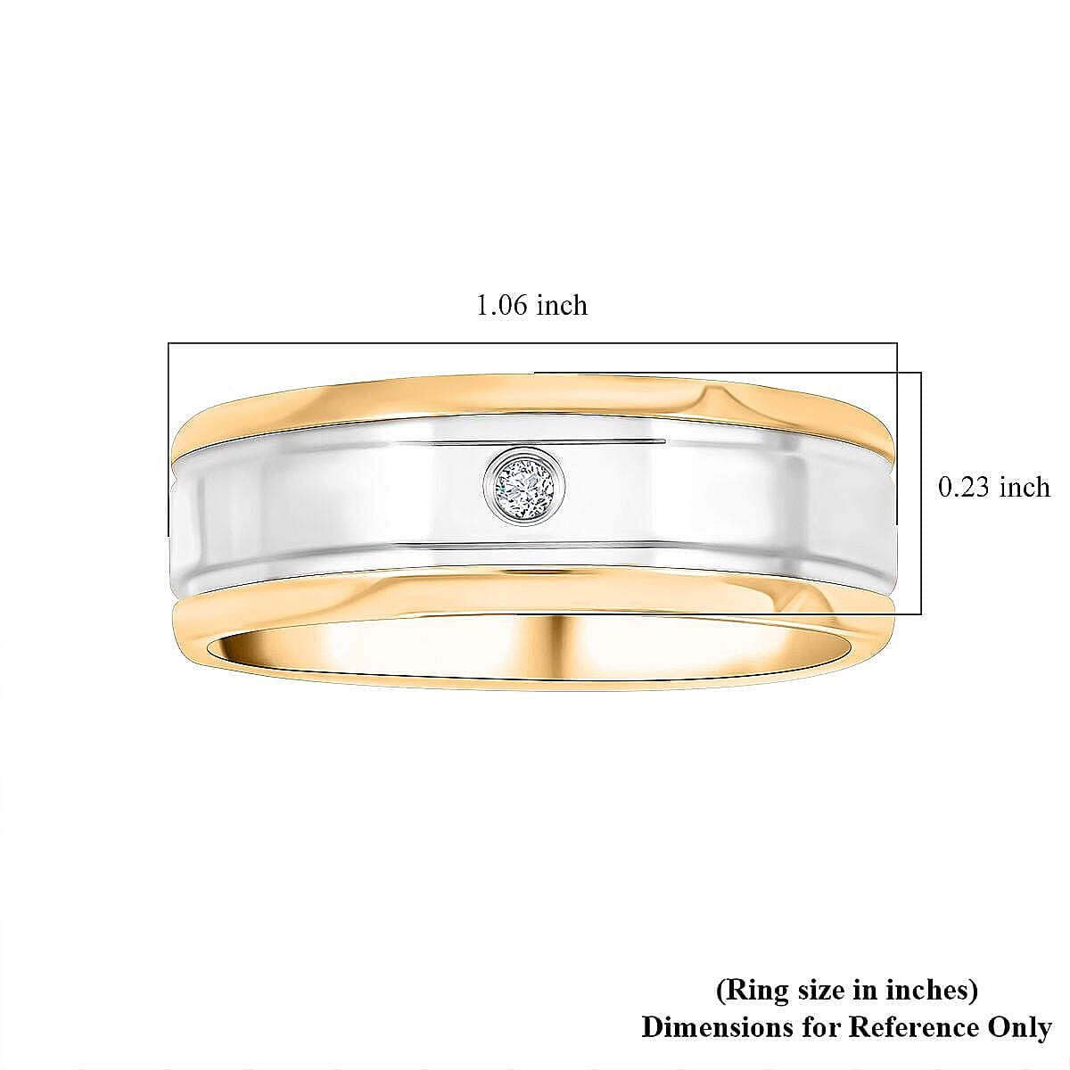 Simulated Diamond Set of 3 Band Rings in ION Plated YG and Stainless Steel (Size 5) 0.50 ctw