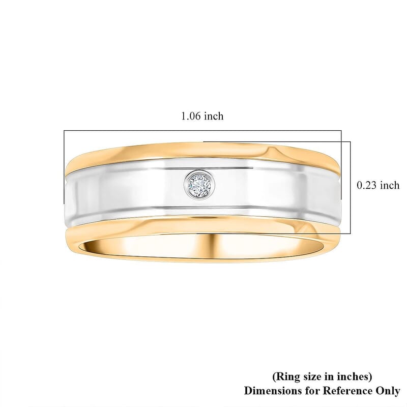 Simulated Diamond Set of 3 Band Rings in ION Plated YG and Stainless Steel (Size 5) 0.50 ctw