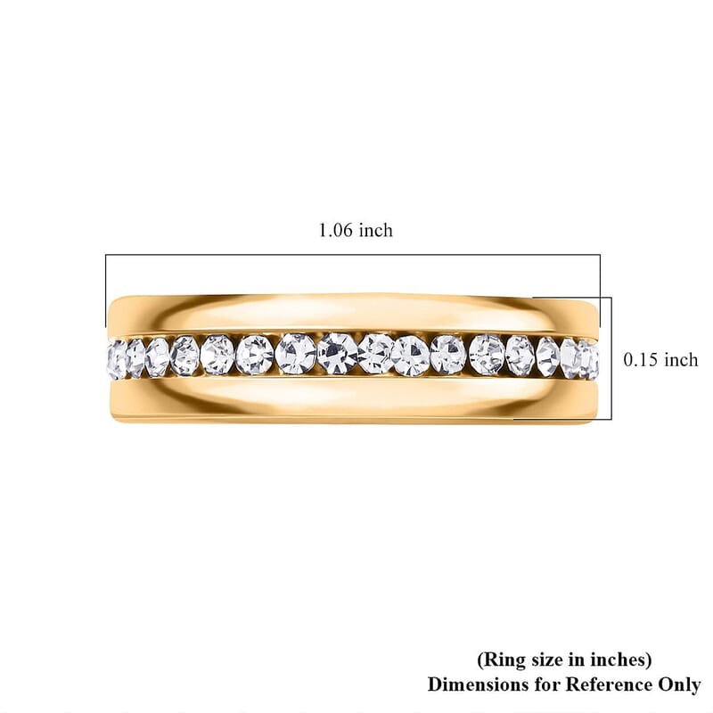 Simulated Diamond Set of 3 Band Rings in ION Plated YG and Stainless Steel (Size 5) 0.50 ctw