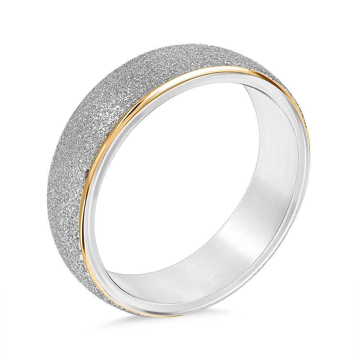 Simulated Diamond Set of 3 Band Rings in ION Plated YG and Stainless Steel (Size 5) 0.50 ctw