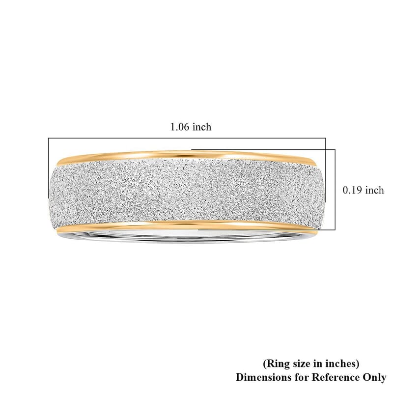 Simulated Diamond Set of 3 Band Rings in ION Plated YG and Stainless Steel (Size 5) 0.50 ctw