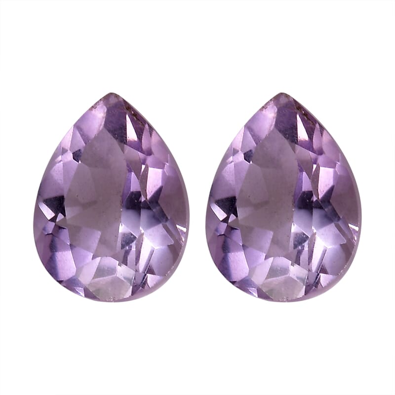 Rose De France Amethyst Set of 2 (Pear 9x7 mm) 2.54 ctw Loose Gemstone