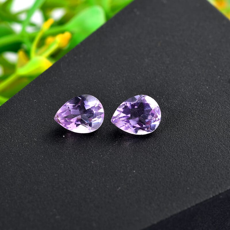Rose De France Amethyst Set of 2 (Pear 9x7 mm) 2.54 ctw Loose Gemstone