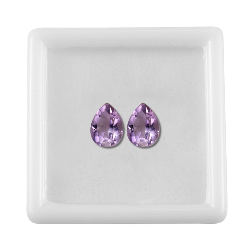 Rose De France Amethyst Set of 2 (Pear 9x7 mm) 2.54 ctw Loose Gemstone