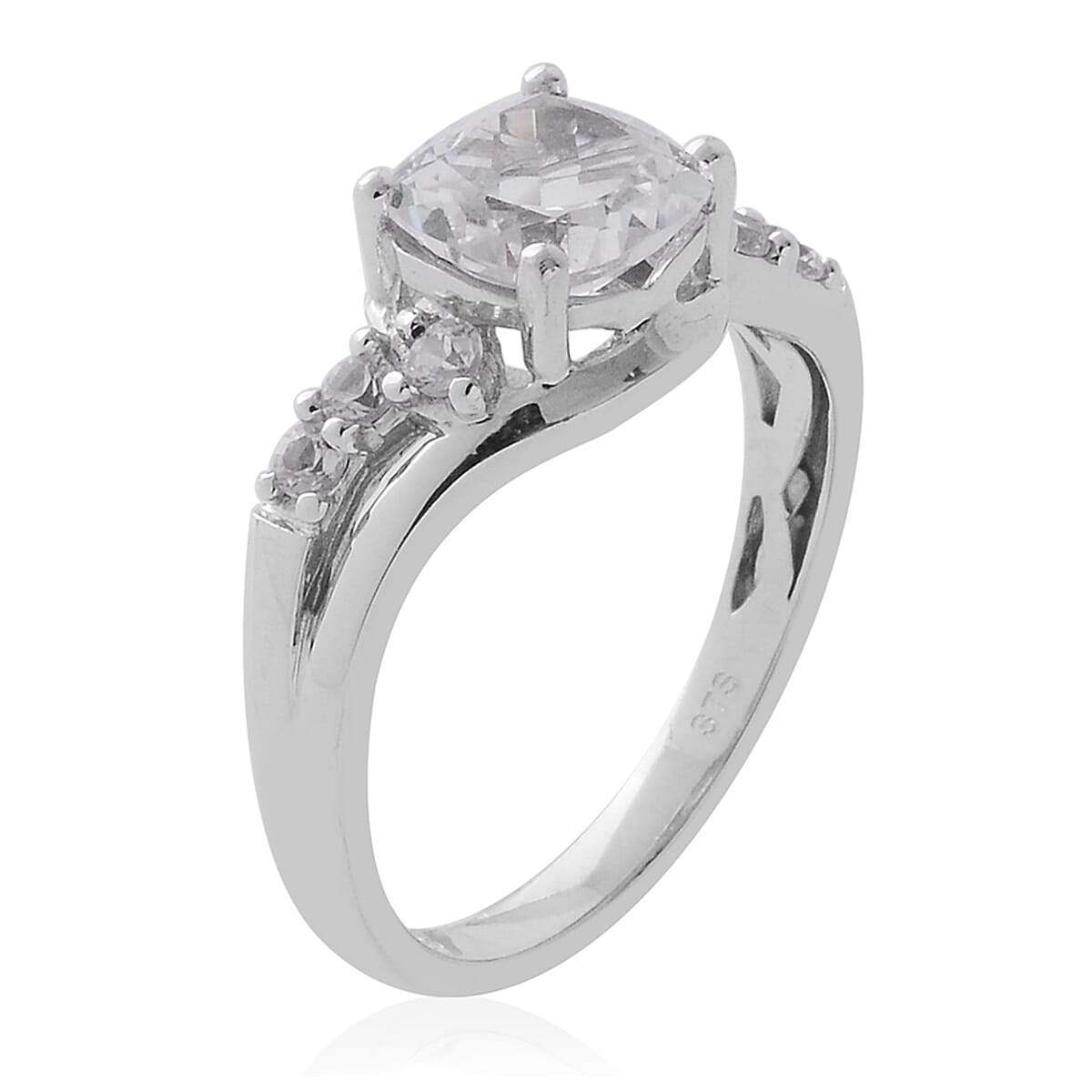 Lab Created White Sapphire Ring in Sterling Silver (Size 6.5) image number 1