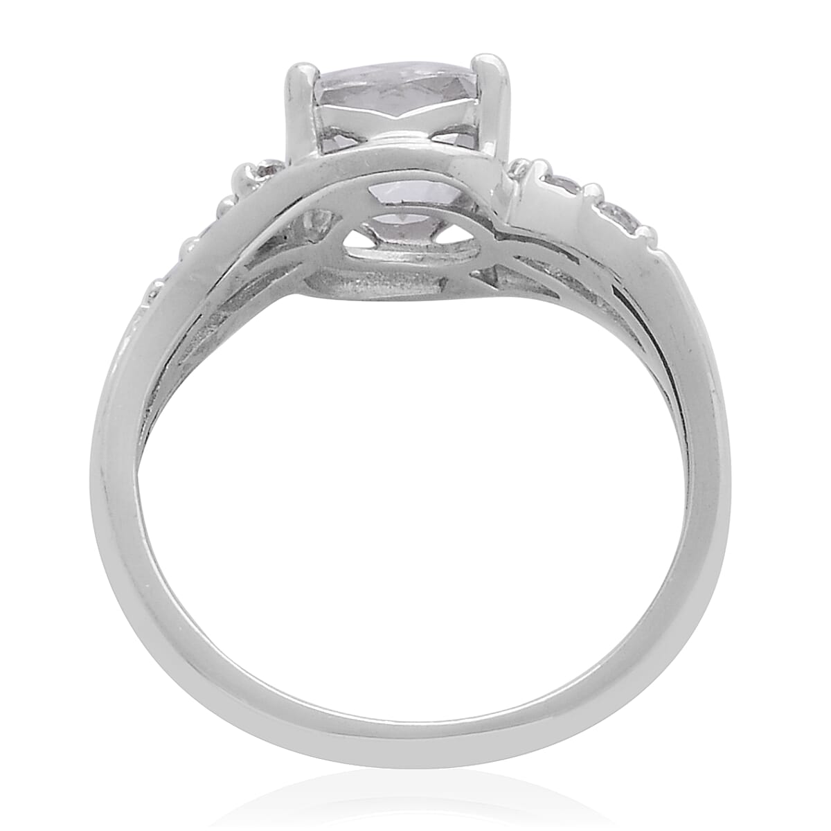 Lab Created White Sapphire Ring in Sterling Silver (Size 6.5) image number 2