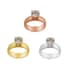 Simulated Diamond (Rnd) Set of 3 Rings in ION Plated YRG and Stainless Steel (Size 9) 9.00 ctw image number 0