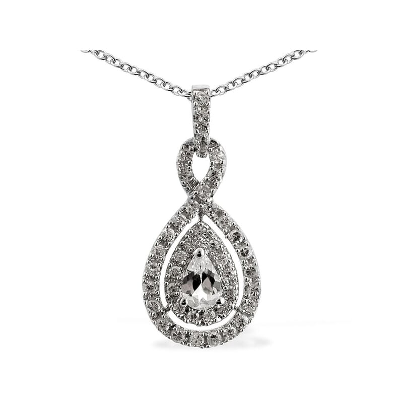 Lab Created White Sapphire Pendant Necklace in Sterling Silver