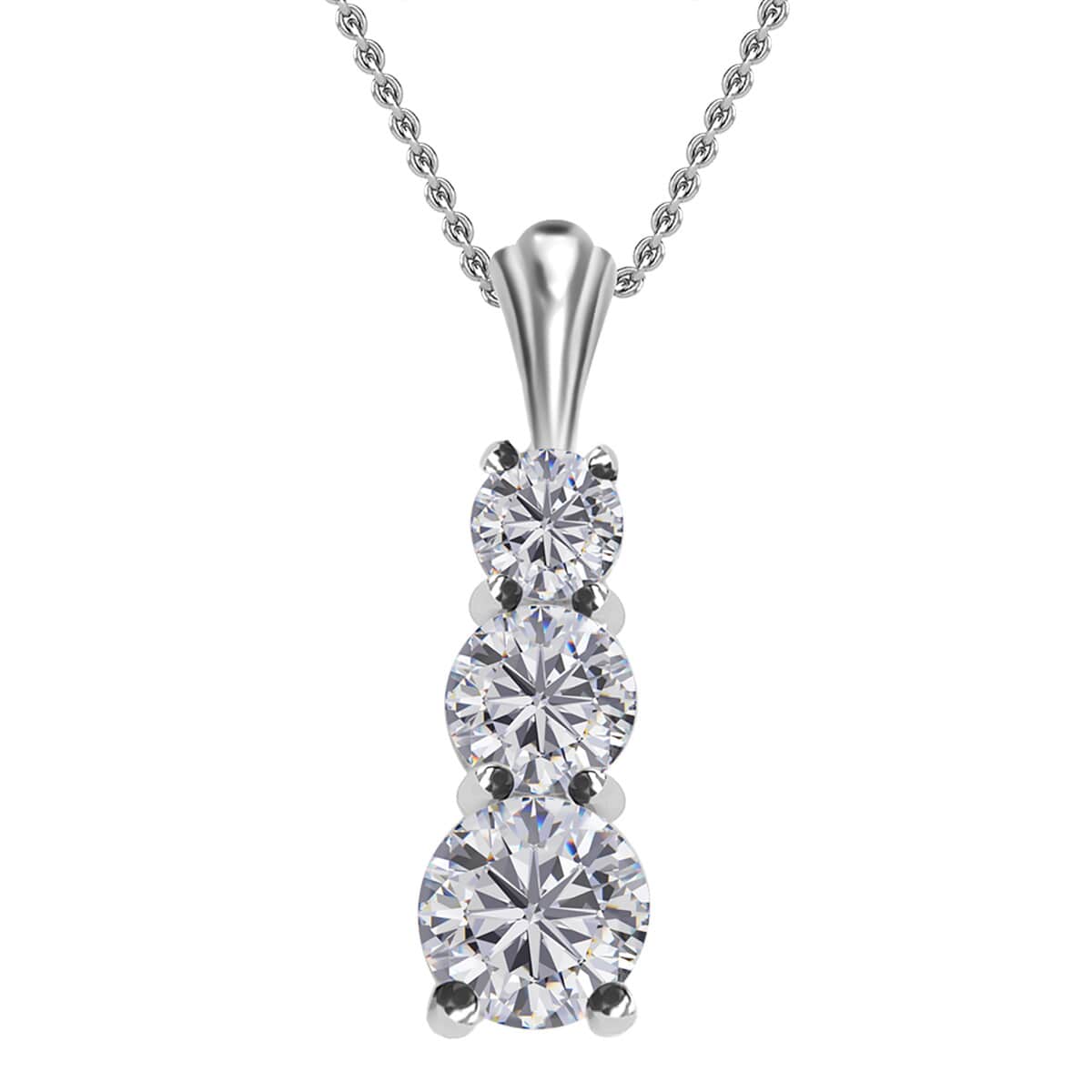 Lustro Stella Made with Finest CZ Necklace in Platinum Plated Sterling Silver, Three Stone Pendant, Jewelry Gifts For Women image number 0