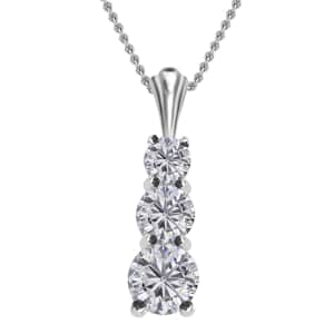Lustro Stella Made with Finest CZ Necklace in Platinum Plated Sterling Silver, Three Stone Pendant, Jewelry Gifts For Women