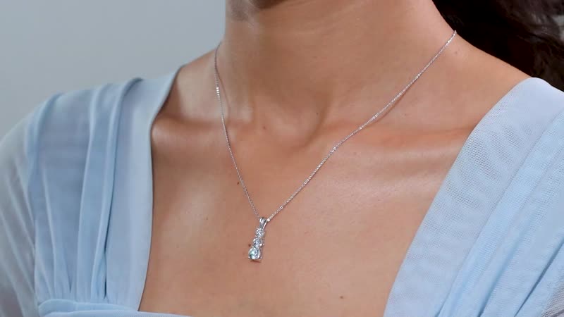 Lustro Stella Made with Finest CZ Necklace in Platinum Plated Sterling Silver, Three Stone Pendant, Jewelry Gifts For Women
