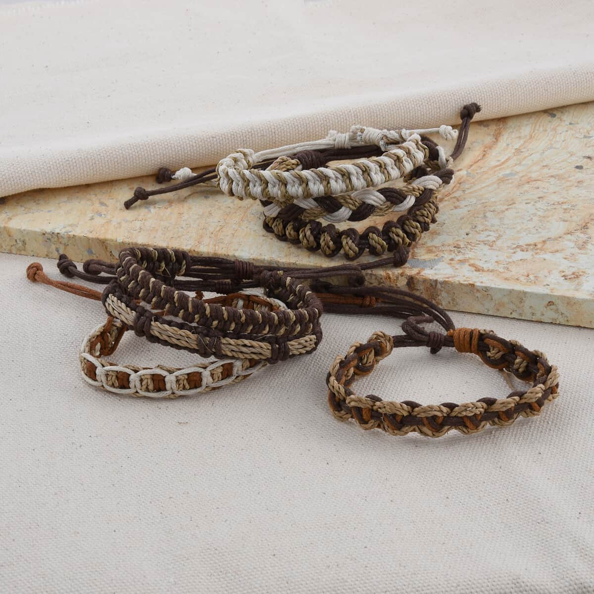 Bali Legacy - Leather Set of 7 Friendship Bracelets (Adjustable) image number 1