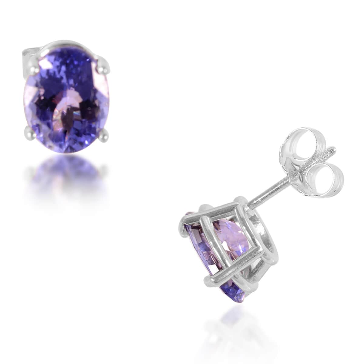 14K White Gold Tanzanite Solitaire Stud Earrings 2.50 ctw image number 0