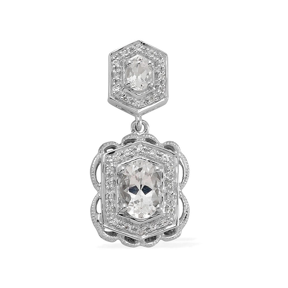 Lab Created White Sapphire Pendant without Chain in Sterling Silver
