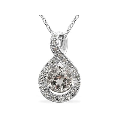 Lab Created White Sapphire Pendant Necklace 18 Inch in Sterling Silver