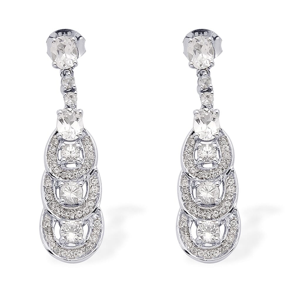Lab Created White Sapphire Earrings in Sterling Silver