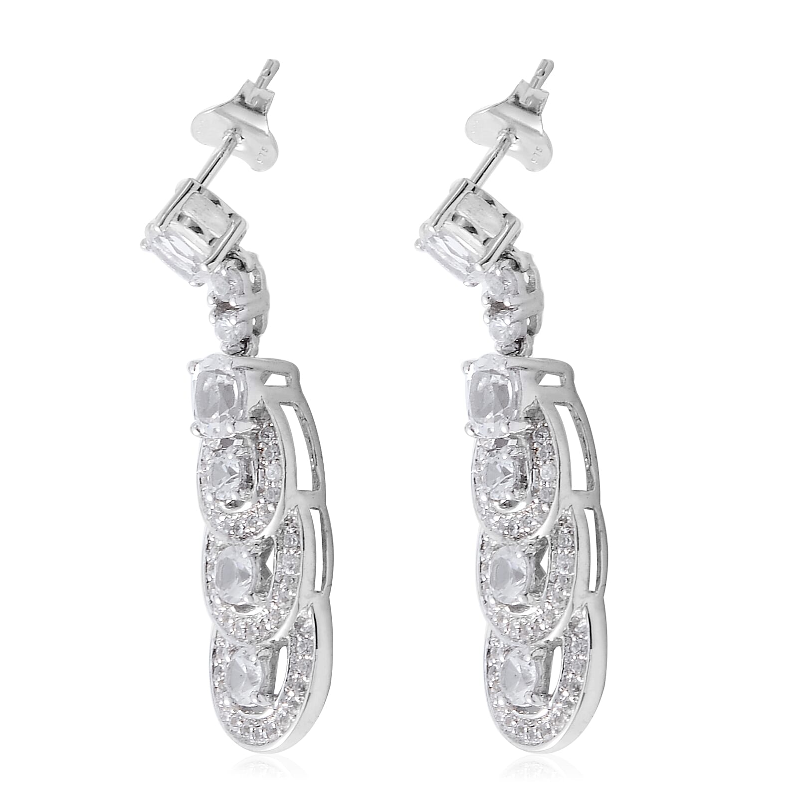 Lab Created White Sapphire Earrings in Sterling Silver