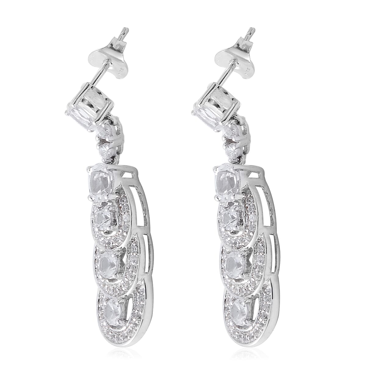 Lab Created White Sapphire Earrings in Sterling Silver image number 2