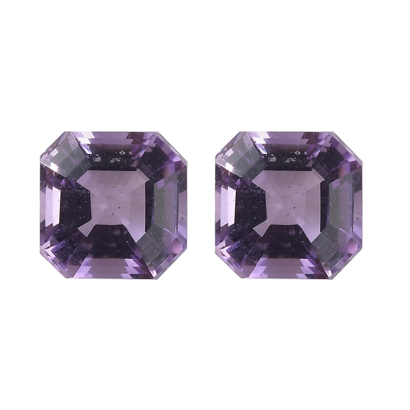 Asscher Cut Rose De France Amethyst Set of 2 (Oct 7x7 mm) 3.05 ctw Loose Gemstone