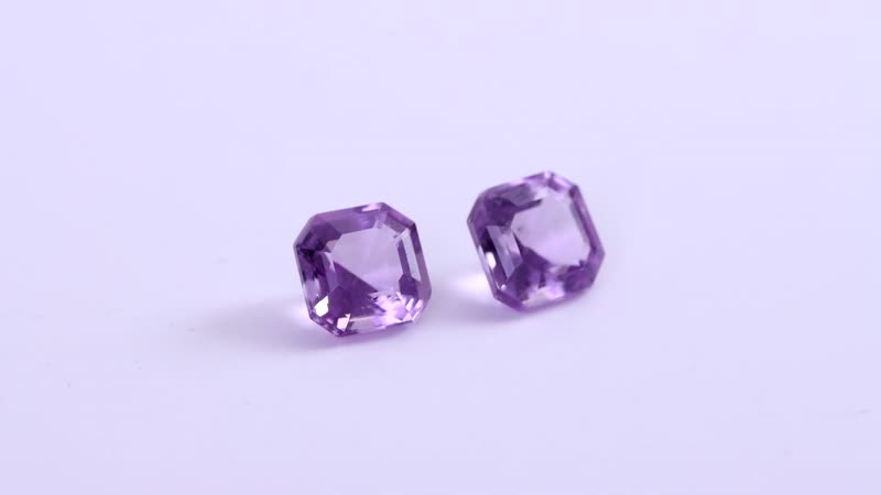 Asscher Cut Rose De France Amethyst Set of 2 (Oct 7x7 mm) 3.05 ctw Loose Gemstone