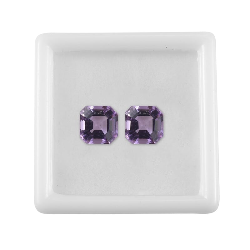 Asscher Cut Rose De France Amethyst Set of 2 (Oct 7x7 mm) 3.05 ctw Loose Gemstone