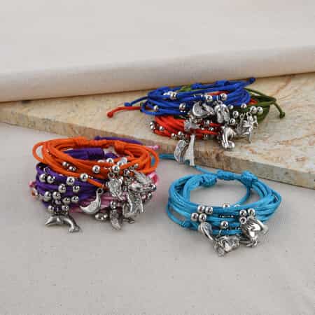 Multi Color Set of 7 Charm Bracelets (Adjustable) image number 1