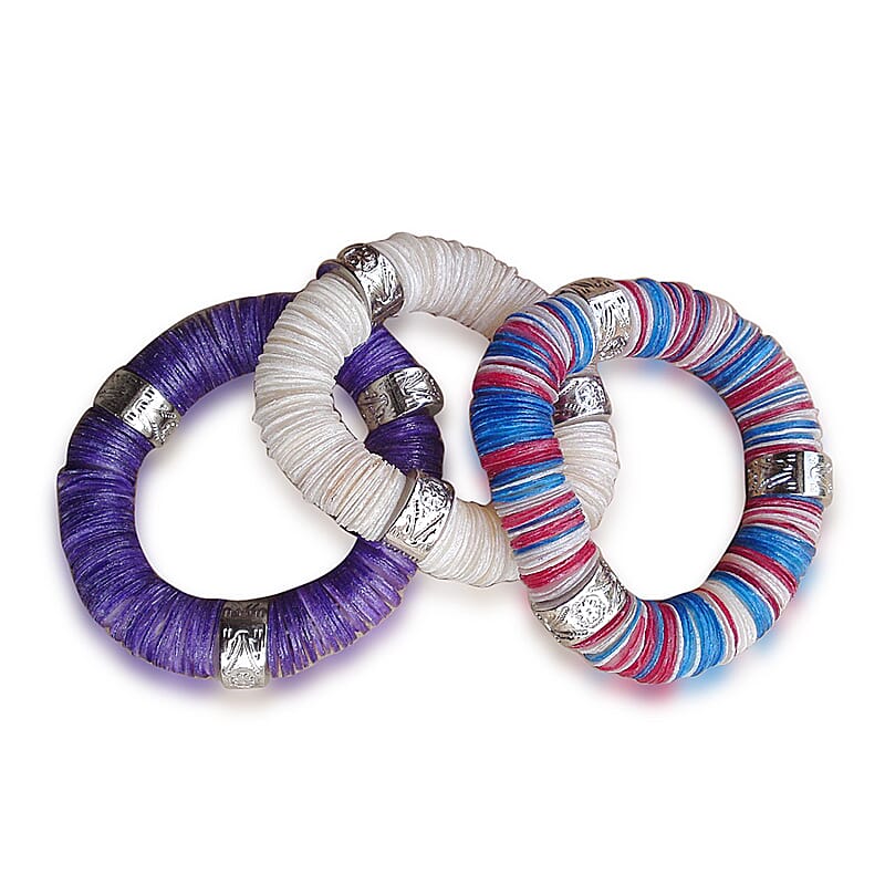 White, Purple and Blue Shell Set of 3 Stretch Bracelets