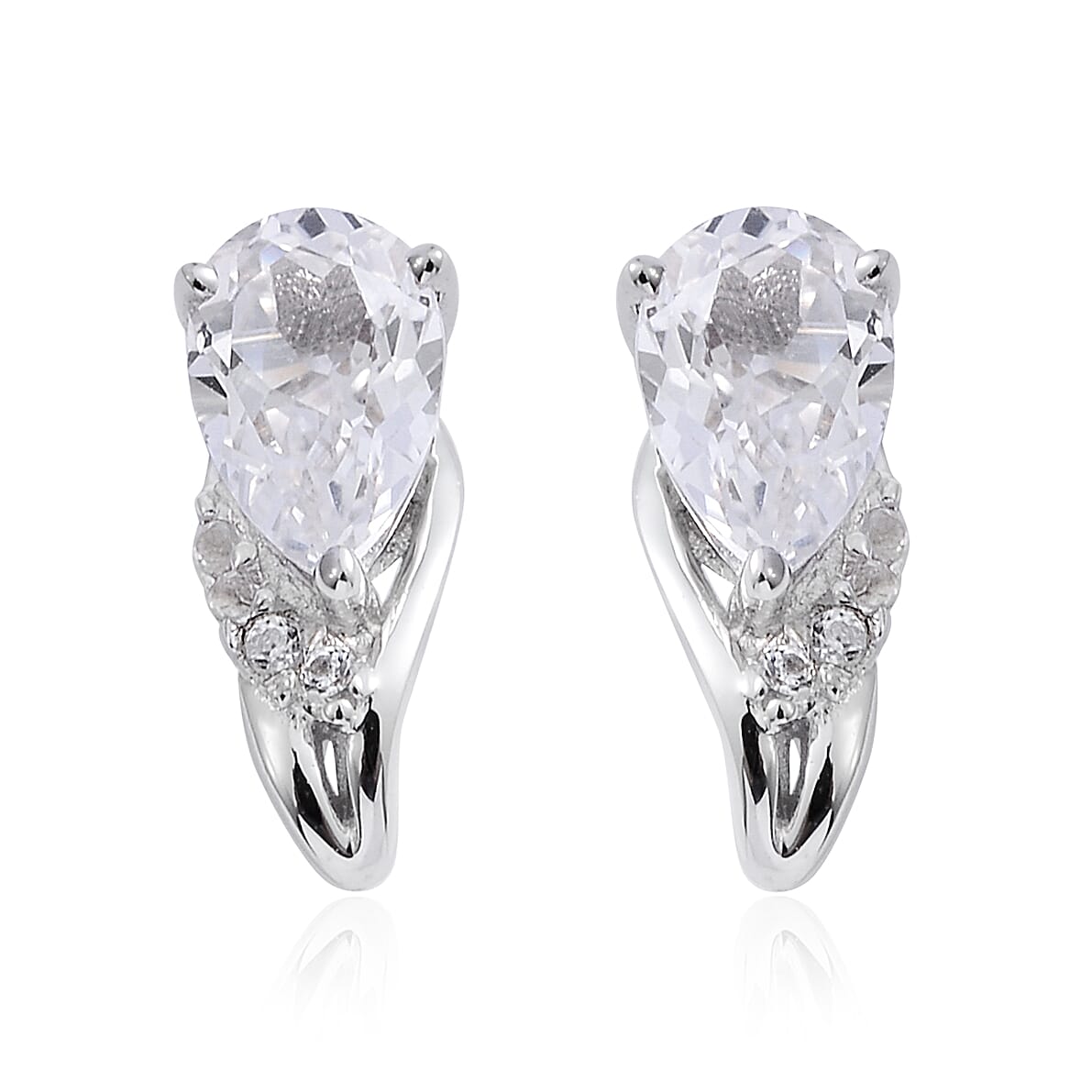 Lab Created White Sapphire Earrings in Sterling Silver