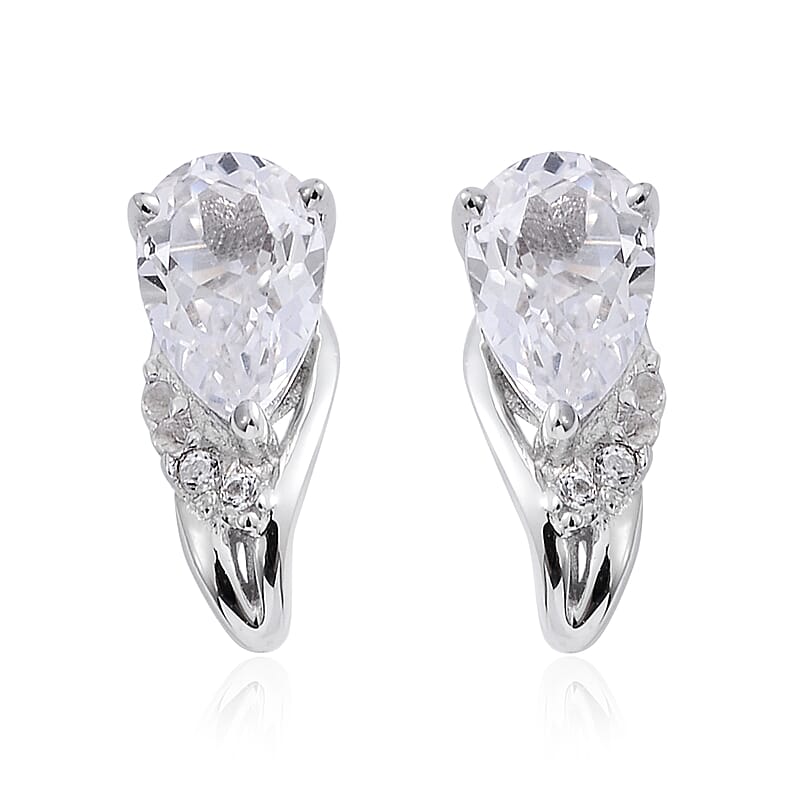 Lab Created White Sapphire Earrings in Sterling Silver
