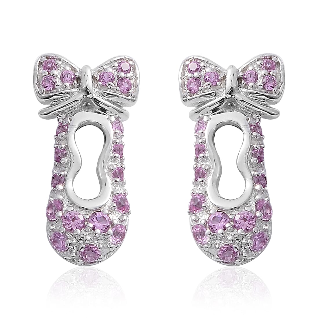 Lab Created Pink Sapphire Earrings in Sterling Silver 0.39 ctw
