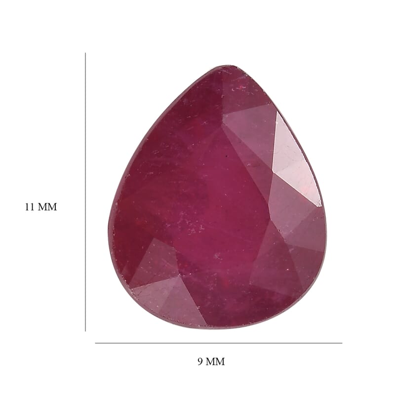 Niassa Ruby (FF) (Pear 11x9 mm) 3.22 ctw Loose Gemstone