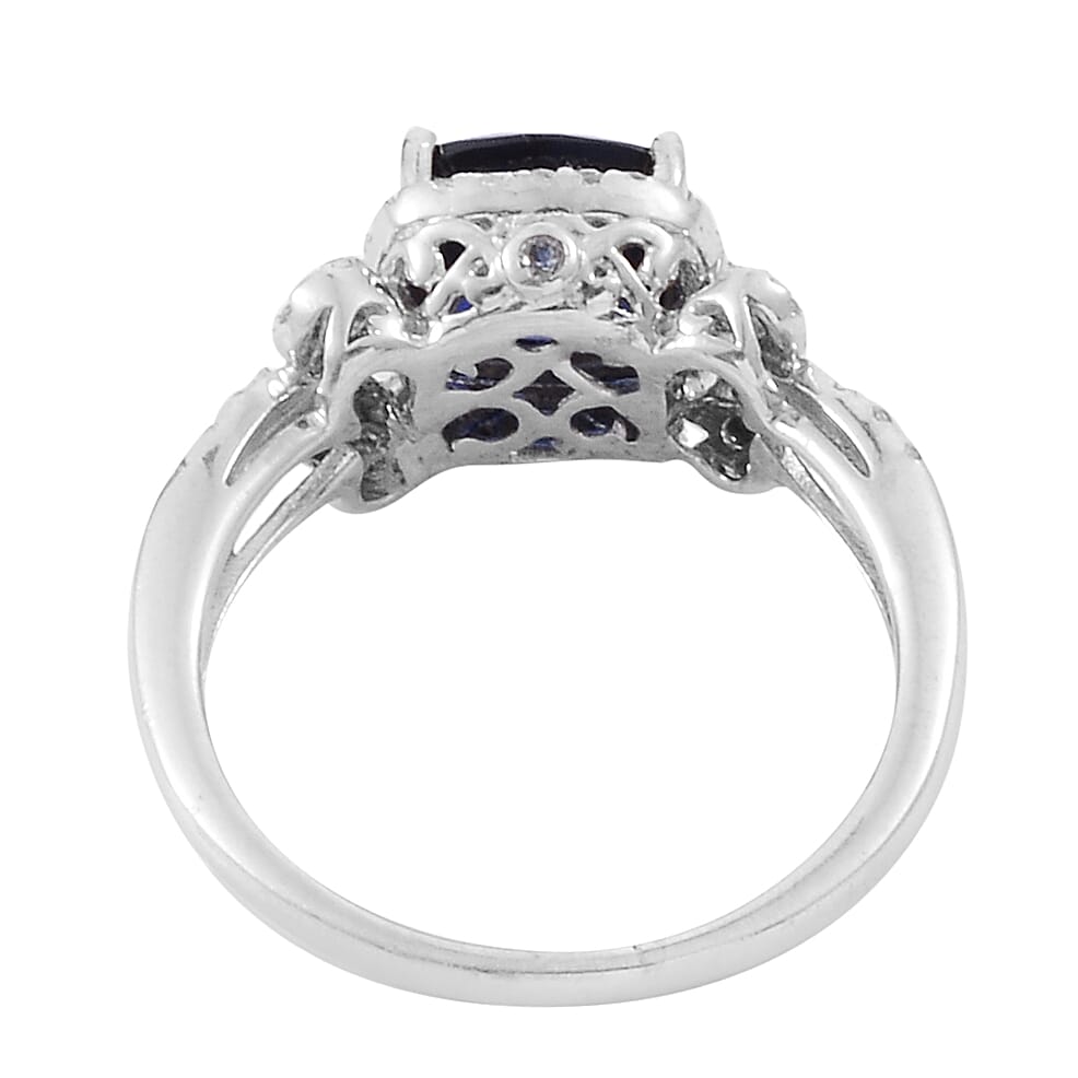 Lab Created Blue Sapphire and Lab Created White Sapphire 1.45 ctw Ring in Sterling Silver (Size 6.75)