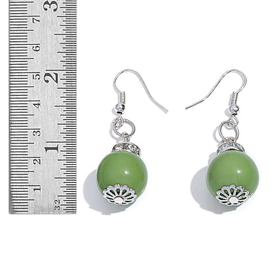 Green Chroma, Austrian Crystal Charm Stretch Bracelet and Earrings in Silvertone and Stainless Steel with Velvet Pouch
